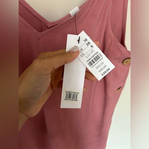 NWT Topshop Tilda Side Button Pink Mini Slip Dress Shoulder Ties Women's sz 6 - Picture 9 of 15